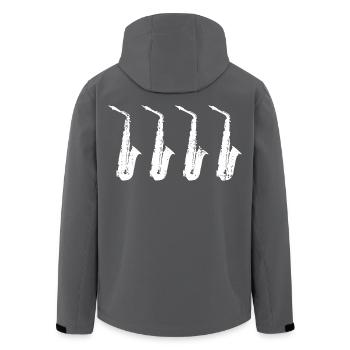 Modèles de saxophones rétro - Veste softshell homme en polyester recyclé Stanley/Stella - noir - Dos - AI Model Male 185 light (185cm)