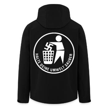 halte deine umwelt sauber - gegen rechts - Recycelte Männer Softshell-Jacke von Stanley/Stella - Schwarz - Hinten - AI Model Male 185 light (185cm)