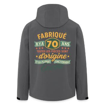 Fabriqu il y a 70 ans 70 ans Anniversaire bla - Veste softshell homme en polyester recyclé Stanley/Stella - noir - Dos - AI Model Male 185 light (185cm)