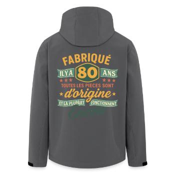 Fabriqué il y a 80 ans - 80 ans Anniversaire blagu - Veste softshell homme en polyester recyclé Stanley/Stella - noir - Dos - AI Model Male 185 light (185cm)