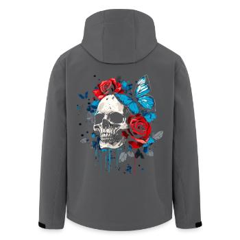 Skull Skull Butterfly Rose Flower - Men’s Recycled Softshell Jacket by Stanley/Stella - black - Back - AI Model Male 185 light (185cm)