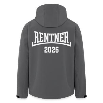 Rentner 2026 (Rente / Ruhestand / Konkav / White) - Recycelte Männer Softshell-Jacke von Stanley/Stella - Schwarz - Hinten - AI Model Male 185 light (185cm)