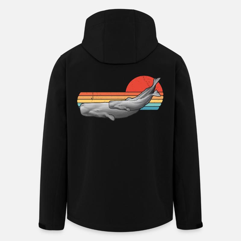 Pottwal Retro Sonnenuntergang - Recycelte Männer Softshell-Jacke von Stanley/Stella - Schwarz