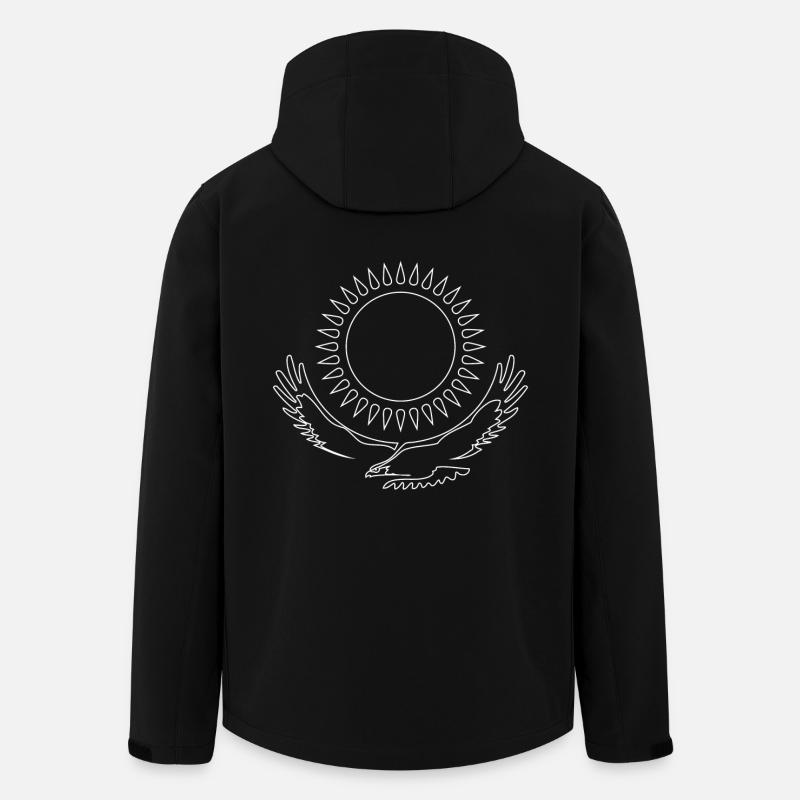 Linea bianca dell'aquila della steppa del Kazakistan Eagle Flag - Giacca softshell uomo in poliestere riciclato di Stanley/Stella - nero