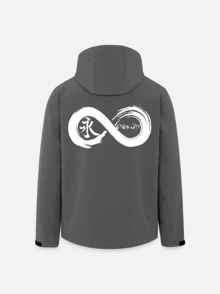 Oändlig symbol och evighet på japanska (vit) - Softshelljacka herr i återvunnen polyester Stanley/Stella - svart