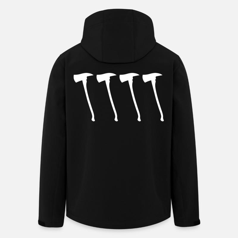 Croquis de hache de pompier - Veste softshell homme en polyester recyclé Stanley/Stella - noir