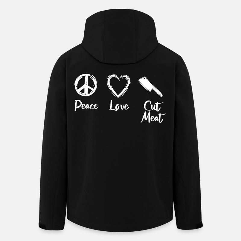 Peace Love Viande coupée - Veste softshell homme en polyester recyclé Stanley/Stella - noir