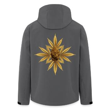 Goldene Hanfblätter mit Bud - Recycelte Männer Softshell-Jacke von Stanley/Stella - Schwarz - Hinten - AI Model Male 185 light (185cm)