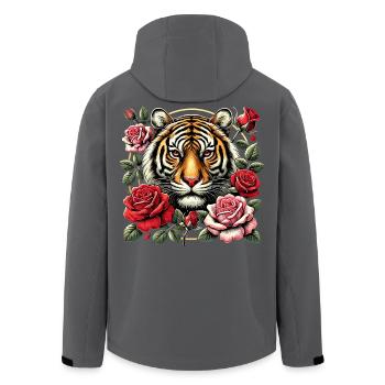 Tigre et roses - Veste softshell homme en polyester recyclé Stanley/Stella - noir - Dos - AI Model Male 185 light (185cm)
