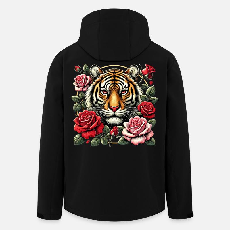 Tiger und Rosen - Recycelte Männer Softshell-Jacke von Stanley/Stella - Schwarz