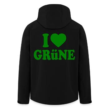 I love grüne - Recycelte Männer Softshell-Jacke von Stanley/Stella - Schwarz - Hinten - AI Model Male 185 light (185cm)