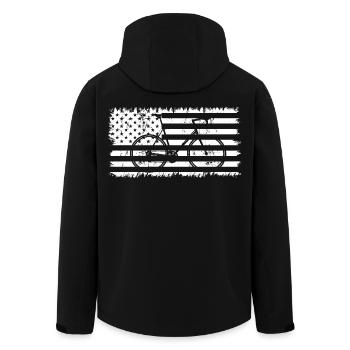 Bicycle American Flag - Men’s Recycled Softshell Jacket by Stanley/Stella - black - Back - AI Model Male 185 light (185cm)