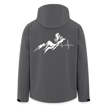 Mountain Bike Downhill Heartbeat - Men’s Recycled Softshell Jacket by Stanley/Stella - black - Back - AI Model Male 185 light (185cm)