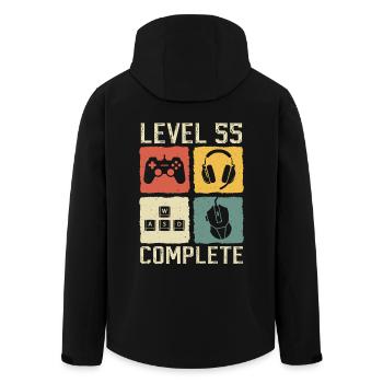 Cadeau d’anniversaire du 55e anniversaire du joueur complet de niveau 55 - Veste softshell homme en polyester recyclé Stanley/Stella - noir - Dos - AI Model Male 185 light (185cm)