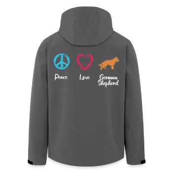 Chien de berger Peace Love - Veste softshell homme en polyester recyclé Stanley/Stella - charbon - Dos - AI Model Male 185 light (185cm)