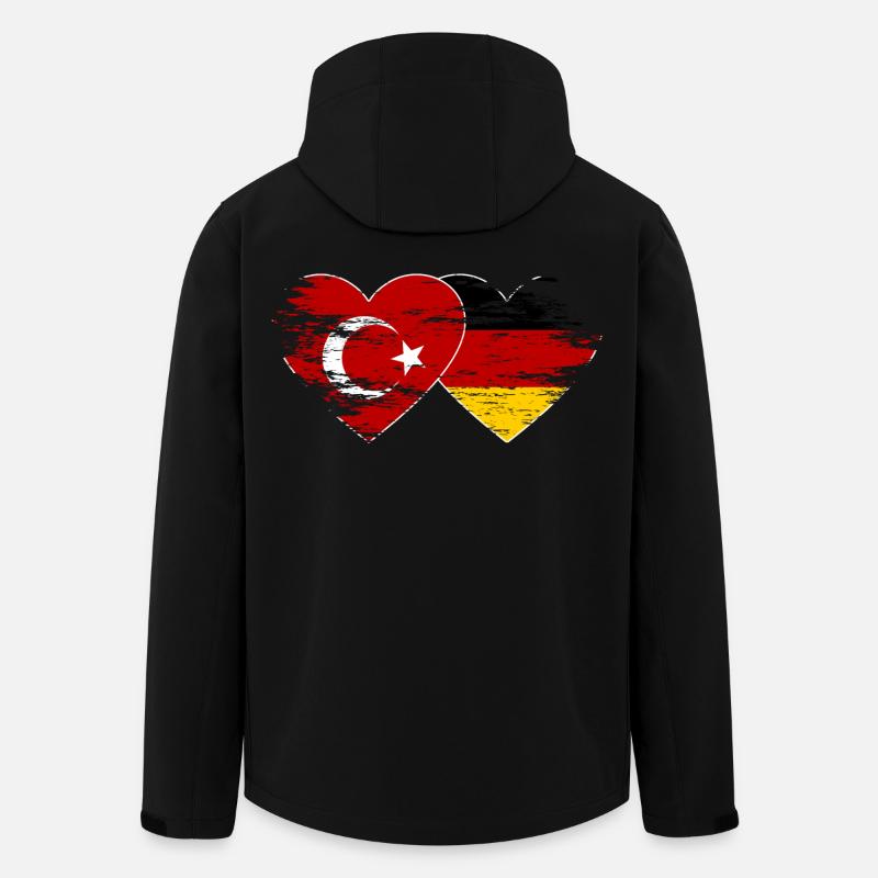 Turkey Germany Flag used heart - Men’s Recycled Softshell Jacket by Stanley/Stella - black