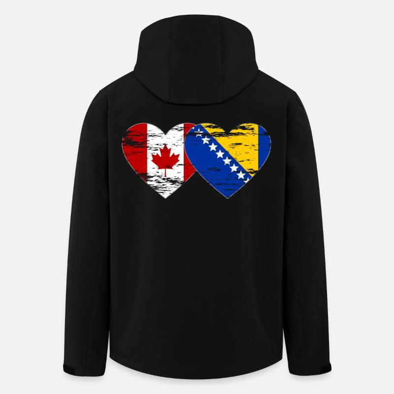 Canada Bosnie drapeau coeur utilisé - Veste softshell homme en polyester recyclé Stanley/Stella - noir