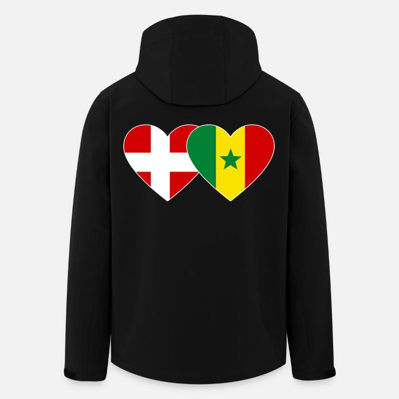 Danemark Sénégal Drapeau Coeur - Veste softshell homme en polyester recyclé Stanley/Stella - noir