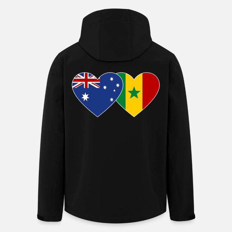 Australien Senegal Flagge Herz - Recycelte Männer Softshell-Jacke von Stanley/Stella - Schwarz