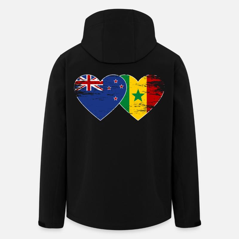 Neuseeland Senegal Flagge Herz - Recycelte Männer Softshell-Jacke von Stanley/Stella - Schwarz