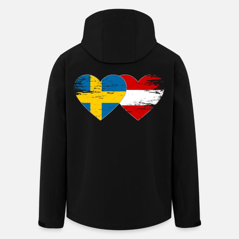 Suède Autriche Drapeau Coeur utilisé - Veste softshell homme en polyester recyclé Stanley/Stella - noir