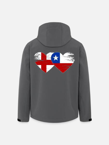 Angleterre Drapeau du Chili coeur utilisé - Veste softshell homme en polyester recyclé Stanley/Stella - noir