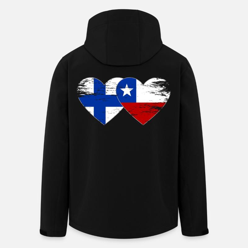 Finland Chile Flag Heart - Men’s Recycled Softshell Jacket by Stanley/Stella - black