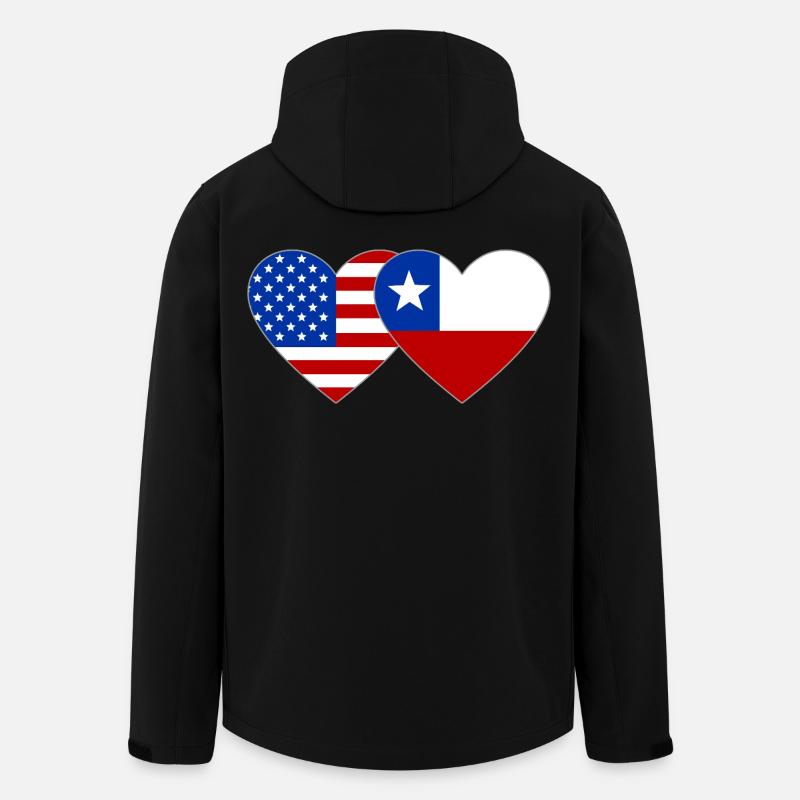 USA Chile Flagge Herz - Recycelte Männer Softshell-Jacke von Stanley/Stella - Schwarz