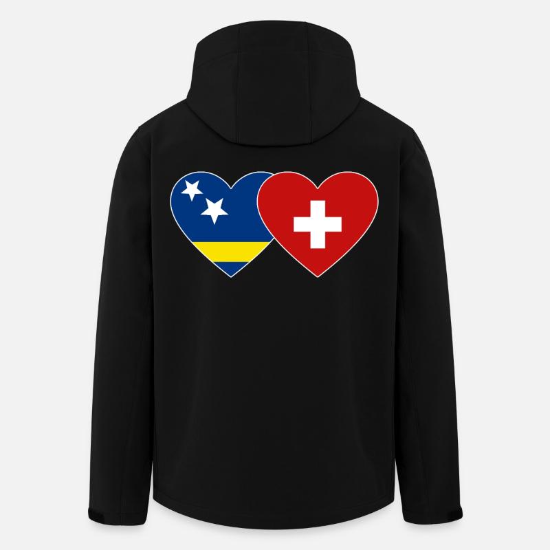Curacao_Schweiz_Flagge_Herz - Veste softshell homme en polyester recyclé Stanley/Stella - noir