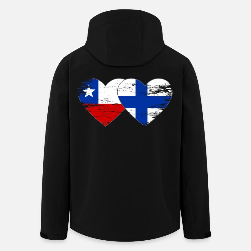 Chile Finnland Flagge Herz - Recycelte Männer Softshell-Jacke von Stanley/Stella - Schwarz