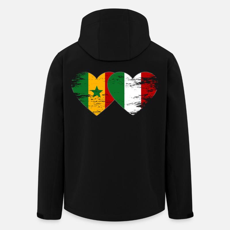 Senegal_Italien_Flagge_Herz_used - Recycelte Männer Softshell-Jacke von Stanley/Stella - Schwarz