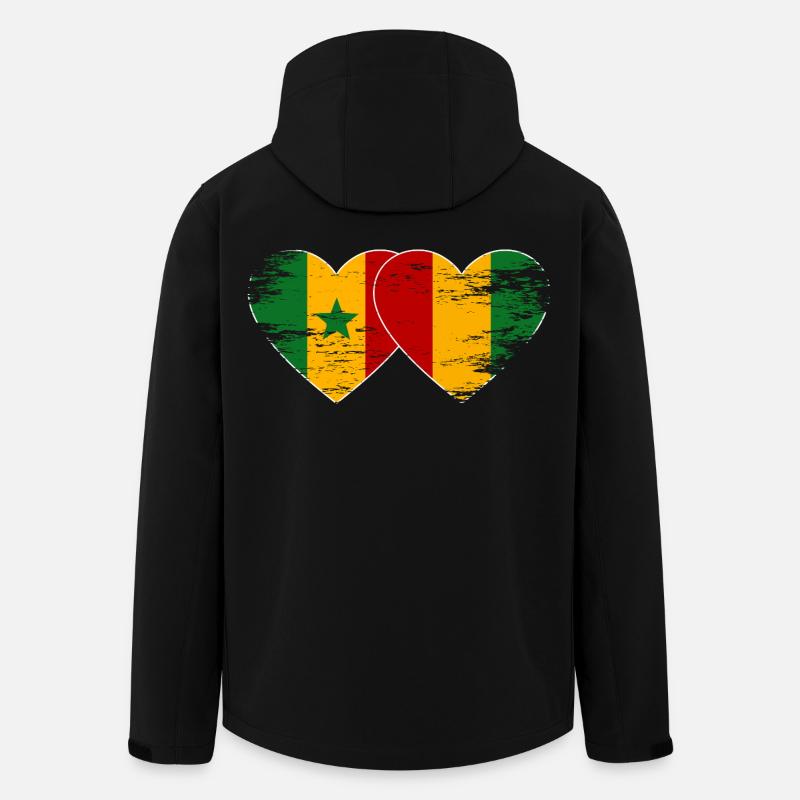 Senegal_Guinea_Flagge_Herz_used - Veste softshell homme en polyester recyclé Stanley/Stella - noir