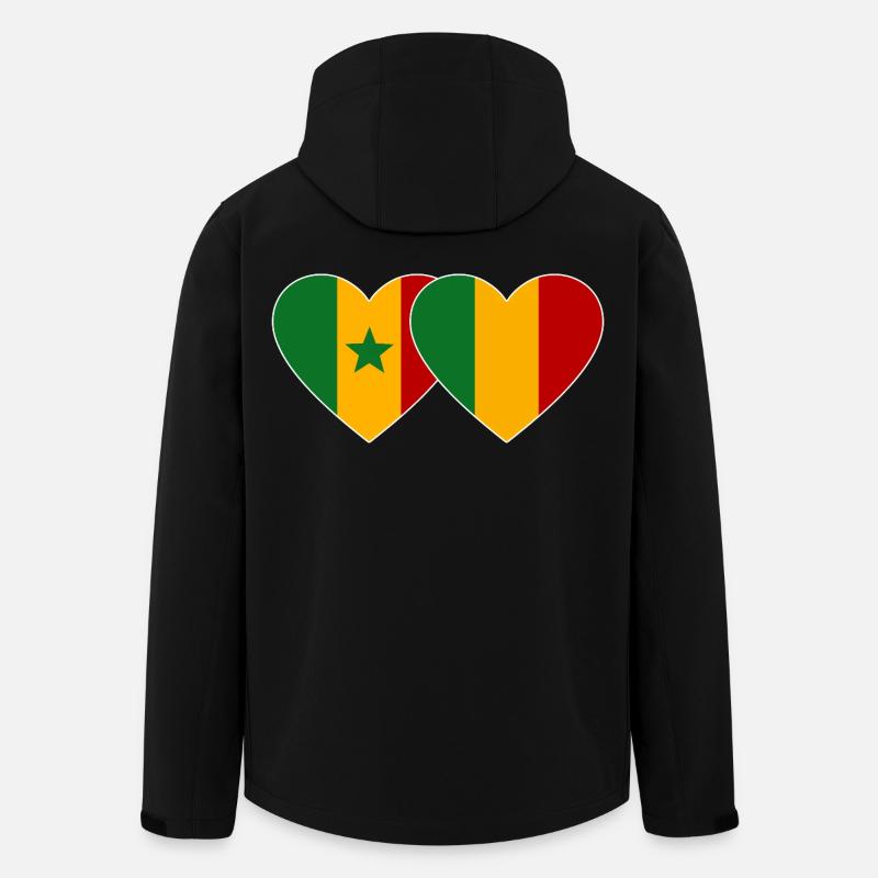Senegal_Mali_Flagge_Herz - Veste softshell homme en polyester recyclé Stanley/Stella - noir