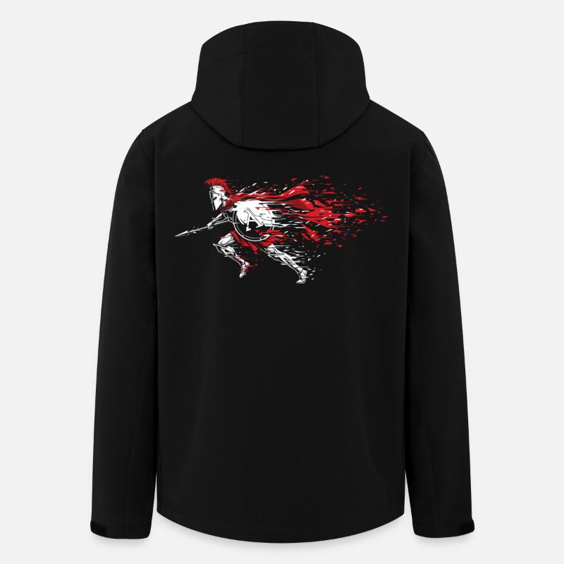 Spartiate Vitesse Éclats Mascotte Spartan Dash - Veste softshell homme en polyester recyclé Stanley/Stella - noir
