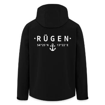 Rügen Koordinaten - Recycelte Männer Softshell-Jacke von Stanley/Stella - Schwarz - Hinten - AI Model Male 185 light (185cm)