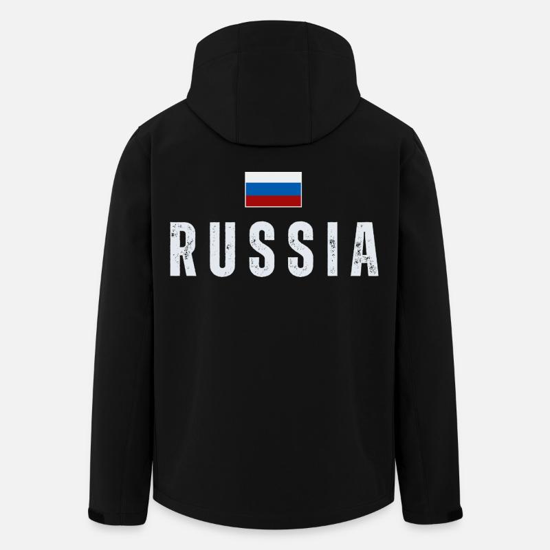 Drapeau russe, fierté russe - Veste softshell homme en polyester recyclé Stanley/Stella - noir