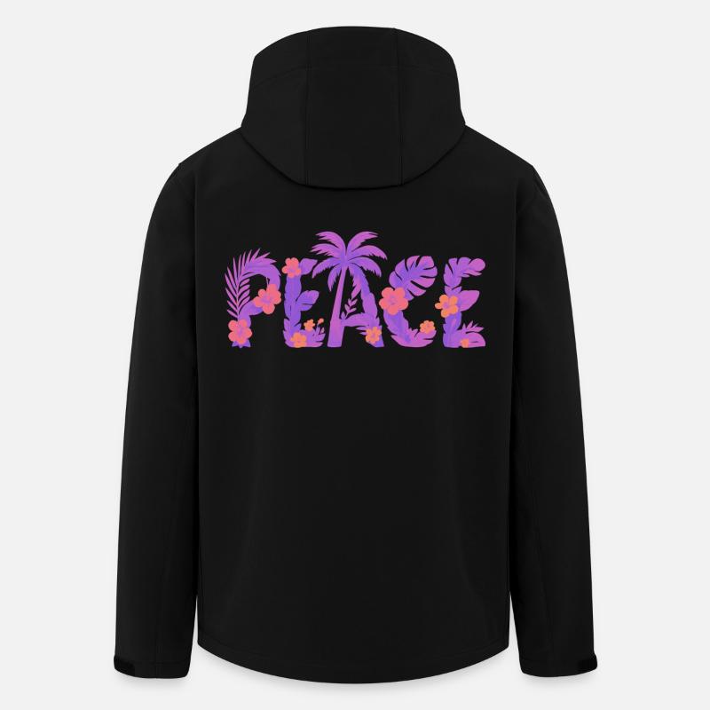 Tropisches Peace im Lila-Blütenstil - Recycelte Männer Softshell-Jacke von Stanley/Stella - Schwarz