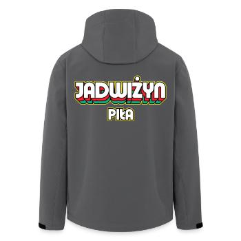 Jadwiżyn Piła. Retro District Name - Men’s Recycled Softshell Jacket by Stanley/Stella - black - Back - AI Model Male 185 light (185cm)