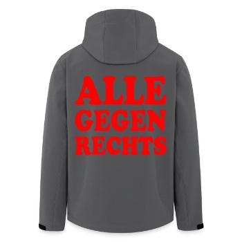 Alle gegen rechts - Recycelte Männer Softshell-Jacke von Stanley/Stella - Schwarz - Hinten - AI Model Male 185 light (185cm)