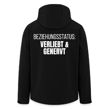 Statut relationnel amoureux et agacé - Veste softshell homme en polyester recyclé Stanley/Stella - noir - Dos - AI Model Male 185 light (185cm)
