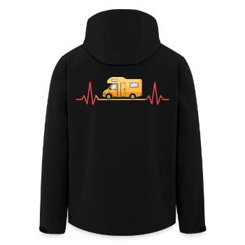 Camping love with the heartbeat and motorhome - Men’s Recycled Softshell Jacket by Stanley/Stella - black - Back - AI Model Male 185 light (185cm)