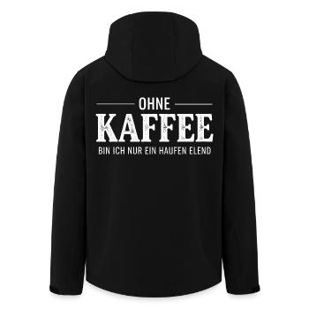 Ohne Kaffee ein Haufen Elend - Recycelte Männer Softshell-Jacke von Stanley/Stella - Schwarz - Hinten - AI Model Male 185 light (185cm)