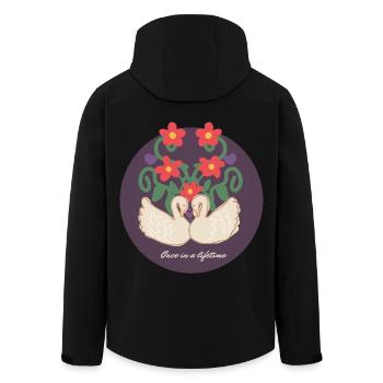 Swans in love, romantic, couple valentines day - Men’s Recycled Softshell Jacket by Stanley/Stella - black - Back - AI Model Male 185 light (185cm)