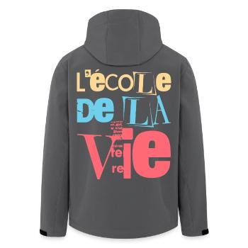 Erfahrungen und Wachstum: Schule des Lebens - Recycelte Männer Softshell-Jacke von Stanley/Stella - Schwarz - Hinten - AI Model Male 185 light (185cm)