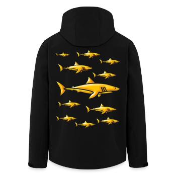Schule der goldenen - Goldhaie - Recycelte Männer Softshell-Jacke von Stanley/Stella - Schwarz - Hinten - AI Model Male 185 light (185cm)