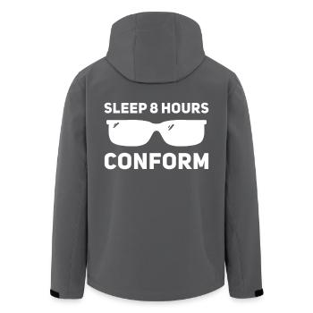 Sleep 8 hours, adapt - Men’s Recycled Softshell Jacket by Stanley/Stella - black - Back - AI Model Male 185 light (185cm)