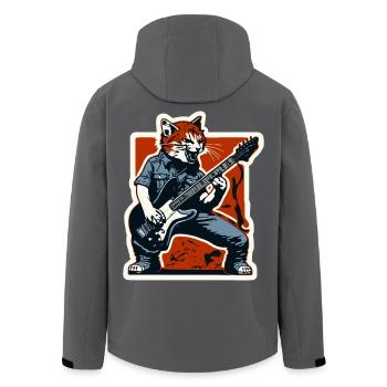 Katzen Wut und die Gitarre spielende Rock Katze - Recycelte Männer Softshell-Jacke von Stanley/Stella - Schwarz - Hinten - AI Model Male 185 light (185cm)