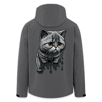 Colored drops and cute cat - Men’s Recycled Softshell Jacket by Stanley/Stella - black - Back - AI Model Male 185 light (185cm)