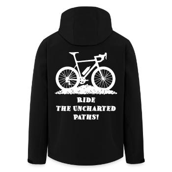 Unknown Paths – Gravel Bike - Men’s Recycled Softshell Jacket by Stanley/Stella - black - Back - AI Model Male 185 light (185cm)