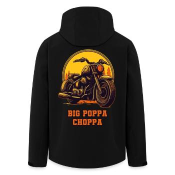 Big Papa Chopper Dad – Motorcycle - Men’s Recycled Softshell Jacket by Stanley/Stella - black - Back - AI Model Male 185 light (185cm)